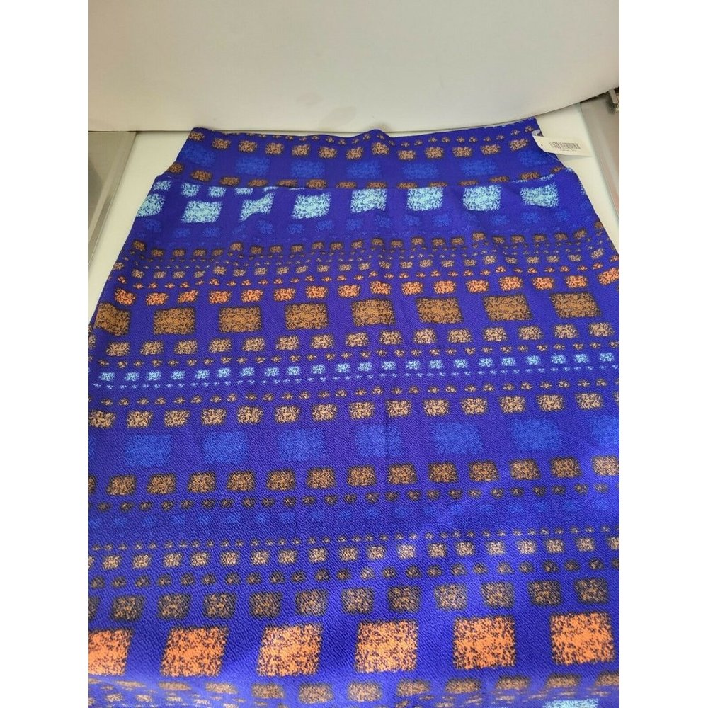 LULAROE NWT CASSIE PENCIL SKIRT~ Size 2xL VIBRANT Blue Orange Abstract